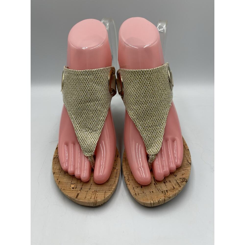 White‎ Mountain All Good Women's Cork Wedge Sandal Light Gold / Glitter 6M